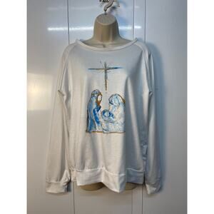 Women’s Crewneck Long Sleeve Top  Color Crème/Multicolor Size L Brand Unknown